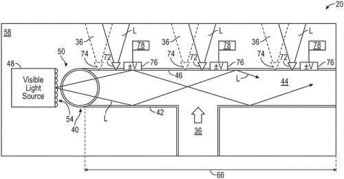 Aircraft air duct system for transmitting electrical power and visible light Image
