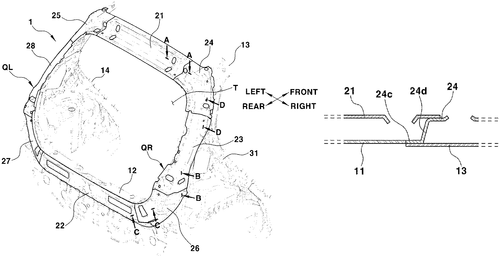 Vehicle body rear portion having tailgate opening portion Image
