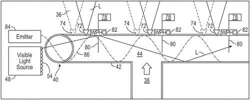 Aircraft air duct system for transmitting electrical power and visible light Image